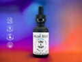 Bottle of Myzel Risin' functional mushroom blend. Gluten Free, Non-GMO, Pesticide Free, and made in the midwest, USA.