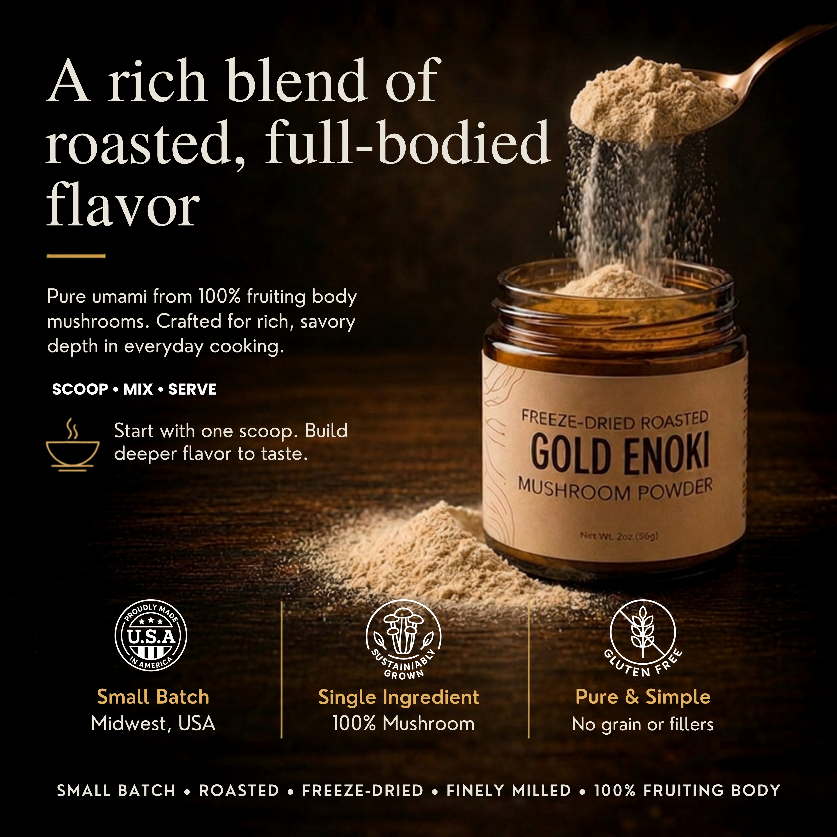 Roasted Gold Enoki Mushroom Powder